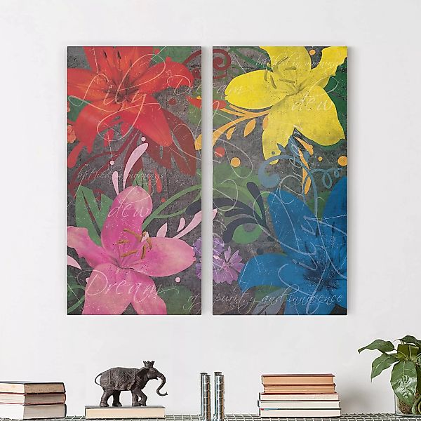 2-teiliges Leinwandbild Blumen - Hochformat Lilientraum_2 günstig online kaufen