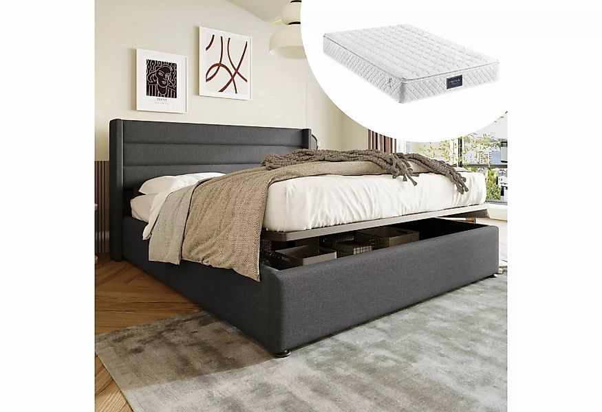 WISHDOR Polsterbett Doppelbett Bett Funktionsbett Holzbett Hydraulisch (Mod günstig online kaufen