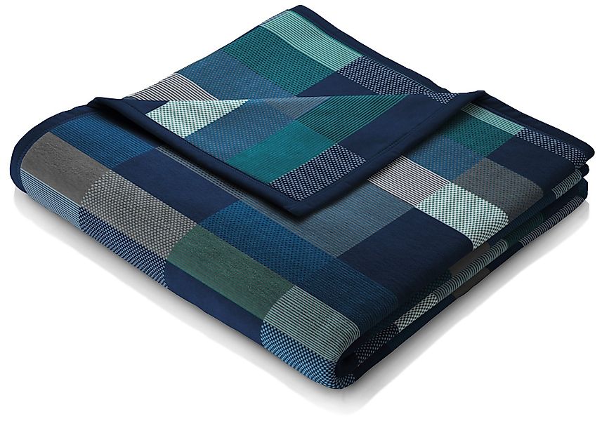 Wohndecke Color Squares Dark blue, blau günstig online kaufen