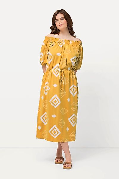 Ulla Popken Midikleid Maxikleid Carmen-Ausschnitt Halbarm günstig online kaufen