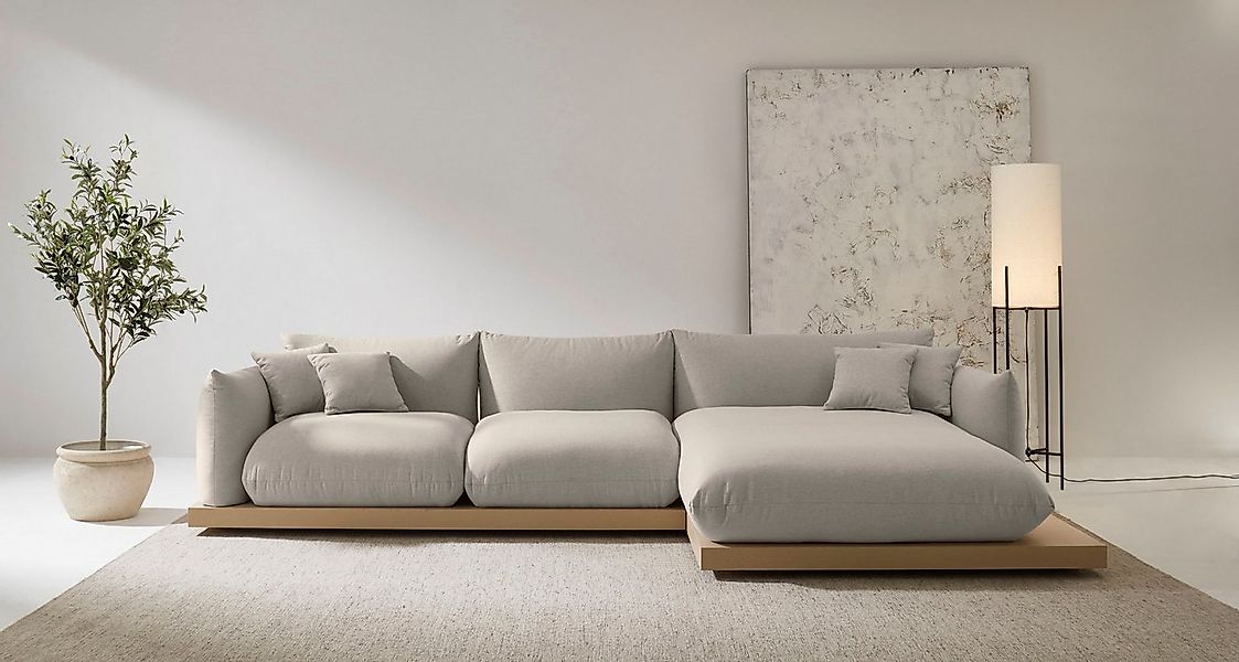 OTTO home Ecksofa Kalix, Polsterecke mit kräftigem Holz-Plateau, moderne Co günstig online kaufen