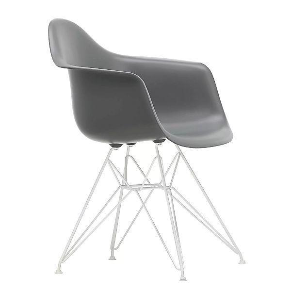 Vitra - Eames Plastic Armchair DAR Gestell weiß - granitgrau/Sitzschale Pol günstig online kaufen