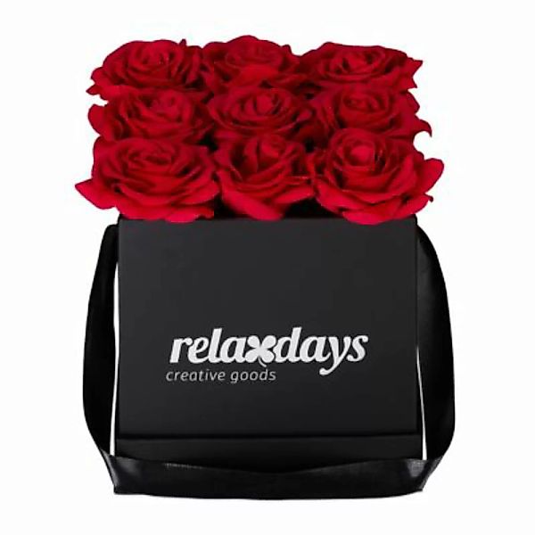 relaxdays Schwarze Rosenbox eckig mit 9 Rosen rot günstig online kaufen