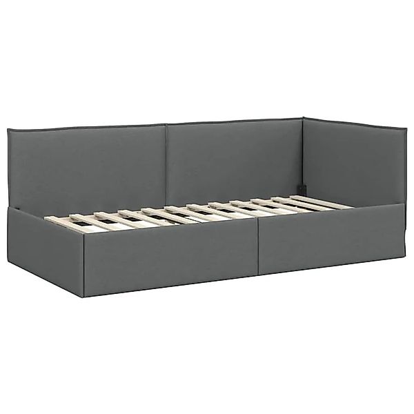 vidaXL Eckbettgestell mit Kopfteil Dunkelgrau 100 x 200 cm Stoff 42016472 günstig online kaufen
