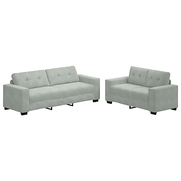 vidaXL 2-Teiliges Sofa-Set mit Kissen Hellgrau Samt 3324721 günstig online kaufen