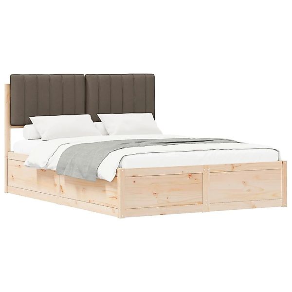 vidaXL Bettgestell mit Gepolstertem Kopfteil Taupe 140 x 190 cm 3398237 günstig online kaufen