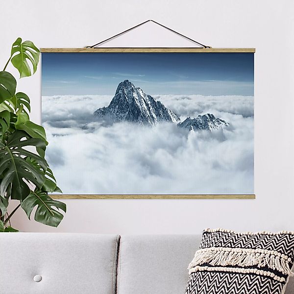 Stoffbild Berge mit Posterleisten - Querformat Die Alpen über den Wolken günstig online kaufen