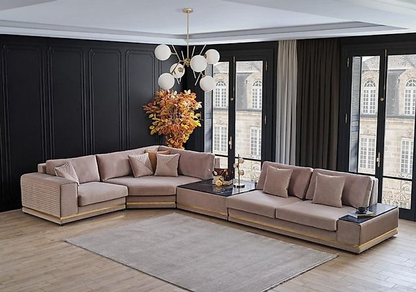 JVmoebel Ecksofa Beiges L-Form Sofa Stilvolle Wohnlandschaft Designer Couch günstig online kaufen