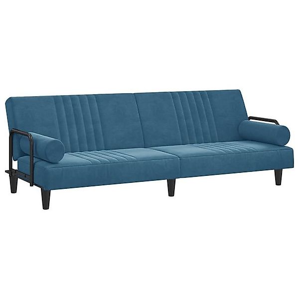 vidaXL Sofa Schlafsofa mit Armlehnen Blau Samt Schlafcouch Couch Sofa günstig online kaufen