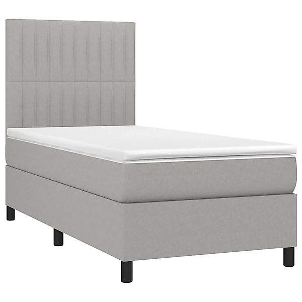 vidaXL Boxspringbett mit Matratze & LED Hellgrau 90x190 cm Stoff 3134997 günstig online kaufen