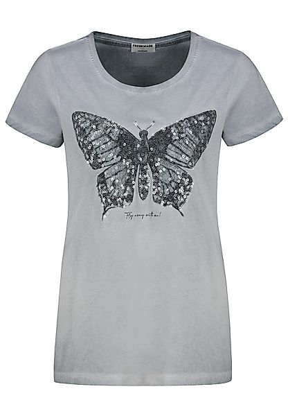 Fresh Made T-Shirt Glitzer-Schmetterling Design, Kurzarm, günstig online kaufen