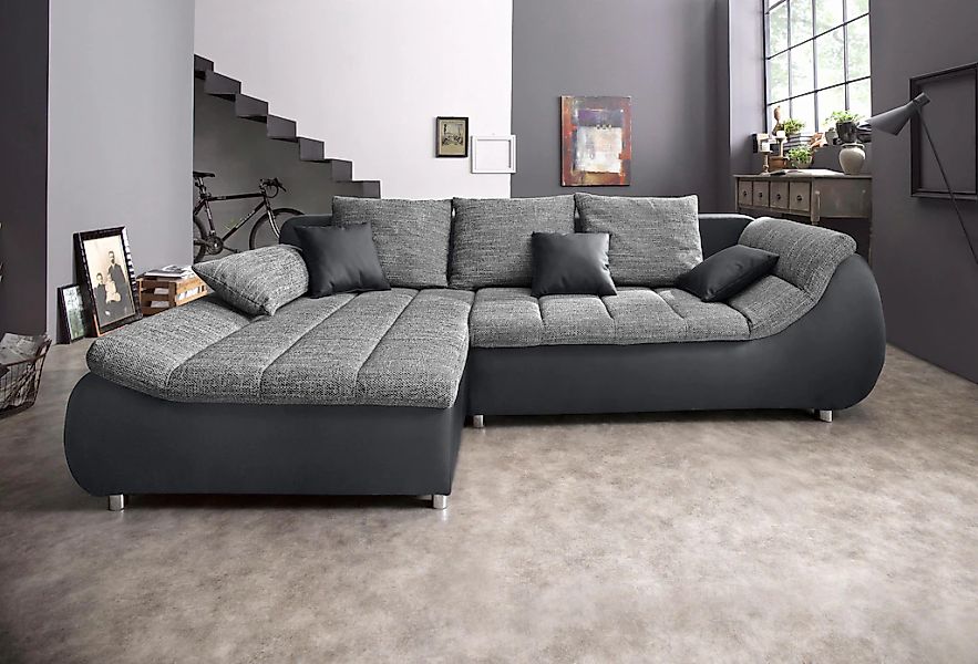 INOSIGN Ecksofa "Imola elegant und bequem, aktuelle Steppung im Sitz, L-For günstig online kaufen