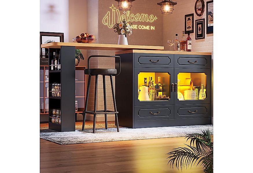 MODFU Bartisch mit LED und Stauraum (für Wohnzimmer, Schlafzimmer & Esszimm günstig online kaufen