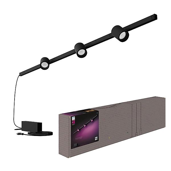 Philips Hue LED-Schienenbeleuchtung Perifo 3er Wandspots Schwarz günstig online kaufen