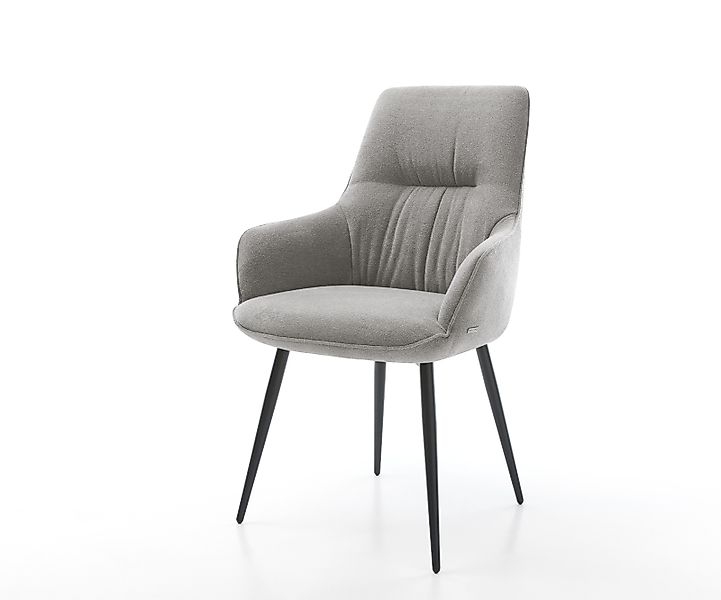 Esszimmerstuhl Zelia-Flex mit Armlehnen Strukturstoff Soft Grau 4-Fuß konis günstig online kaufen