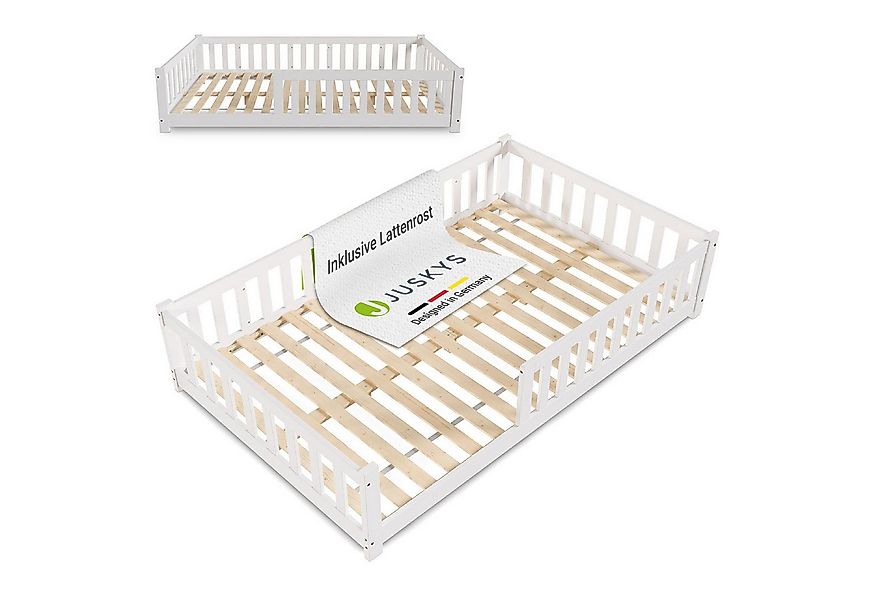 Juskys Kinderbett Naya, 120x200 cm Bodenbett aus Holz, mit Rausfallschutz & günstig online kaufen