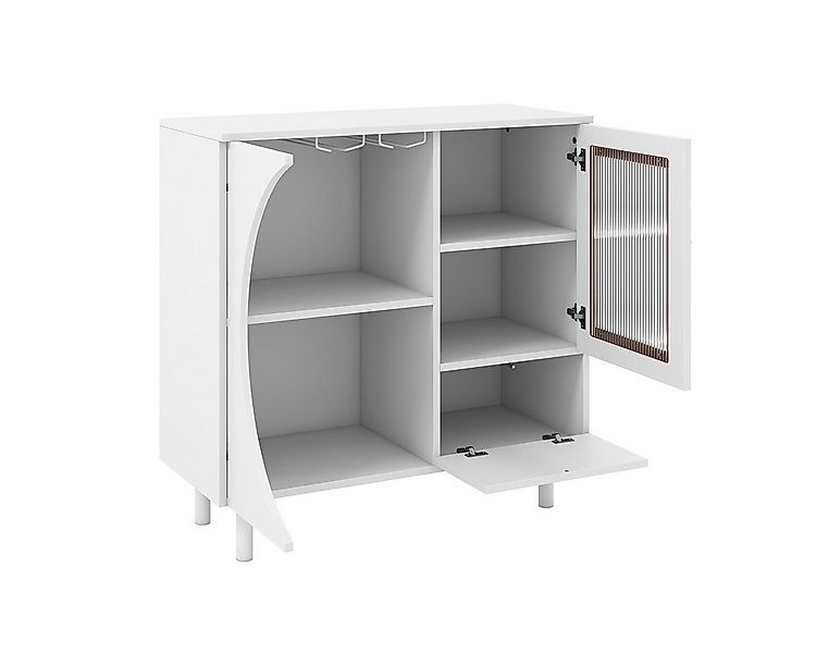 COSTWAY Sideboard, Akzentschrank mit Türen, Gläserhalter, weiß, 80x30x80cm günstig online kaufen