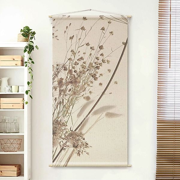 Wandteppich Bouquet aus Ziergras und Blüten günstig online kaufen
