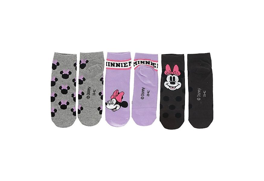 Disney Minnie Mouse Sneakersocken 3er-Pack Sneaker-Socken für Frauen günstig online kaufen