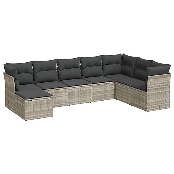 vidaXL 8-Tlg Garten-Sofagarnitur mit Kissen Hellgrau Poly Rattan 3218052 günstig online kaufen