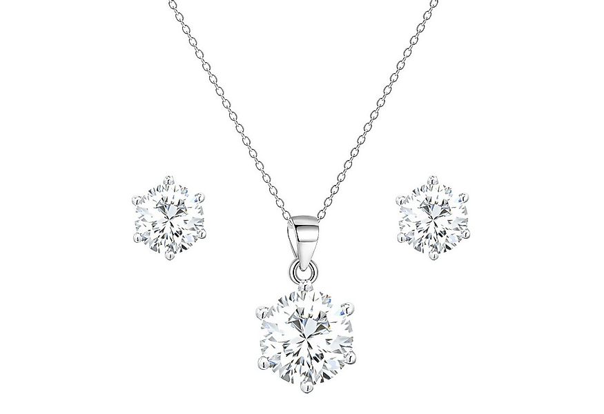 LÖB Ohrring und Ketten Set 750er Weißgold vergoldet Schmuckset Zirkonia Ste günstig online kaufen