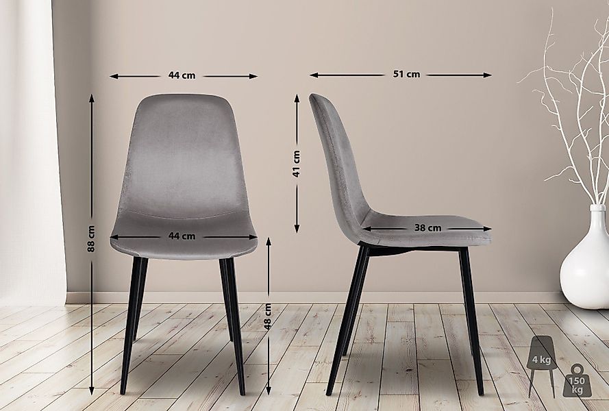 CLP Esszimmerstuhl Napier (4er Set), Metall, günstig online kaufen