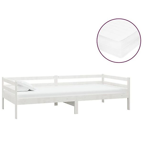 vidaXL Bett Tagesbett mit Matratze 90x200 cm Weiß Kiefer Massivholz günstig online kaufen