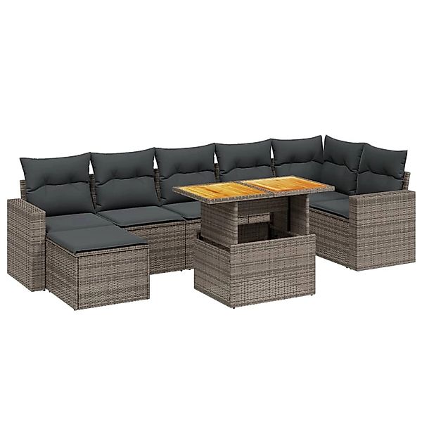 vidaXL 8-Tlg Garten-Sofagarnitur mit Kissen Grau Poly Rattan 3275601 günstig online kaufen