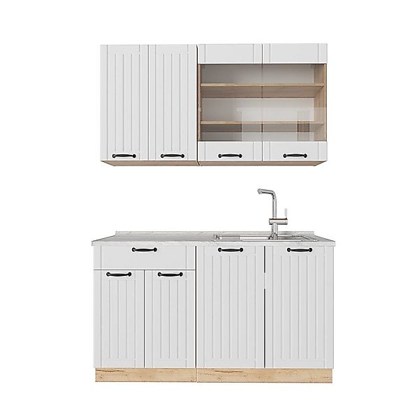 Vicco Küchenzeile Fame-Line, Weiß Landhaus/Goldkraft Eiche, günstig online kaufen