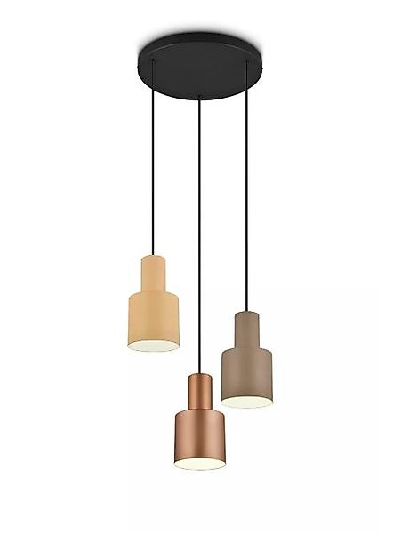 Pendelleuchte 3xE27 Taupe / Beige / Coffee 1 Stück Metall Hellbraun günstig online kaufen