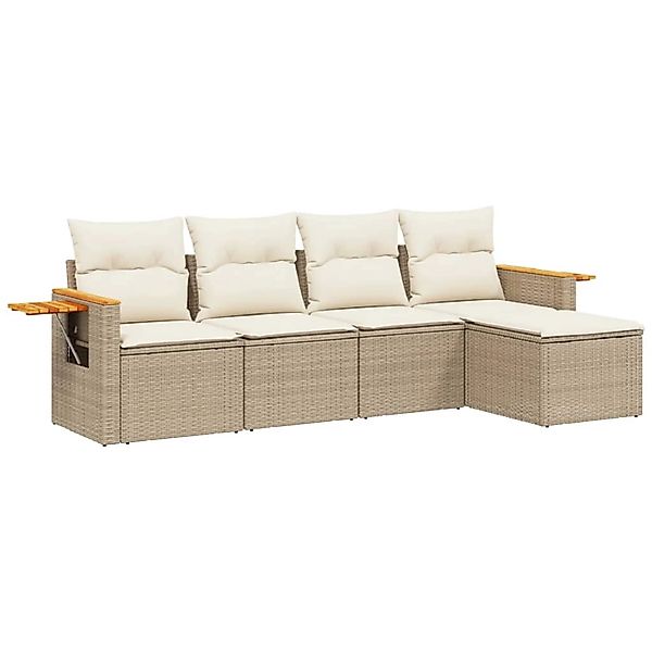vidaXL 5-Tlg Garten-Sofagarnitur mit Kissen Beige Poly Rattan 3226758 günstig online kaufen