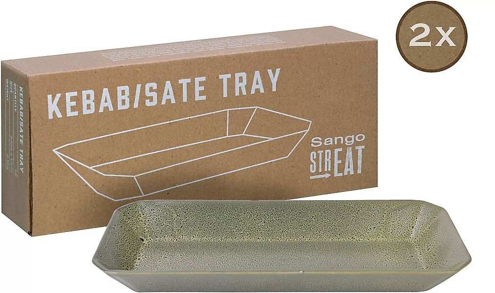 CreaTable Servierset Streat Tray Kebab/Satay grün Steinzeug günstig online kaufen