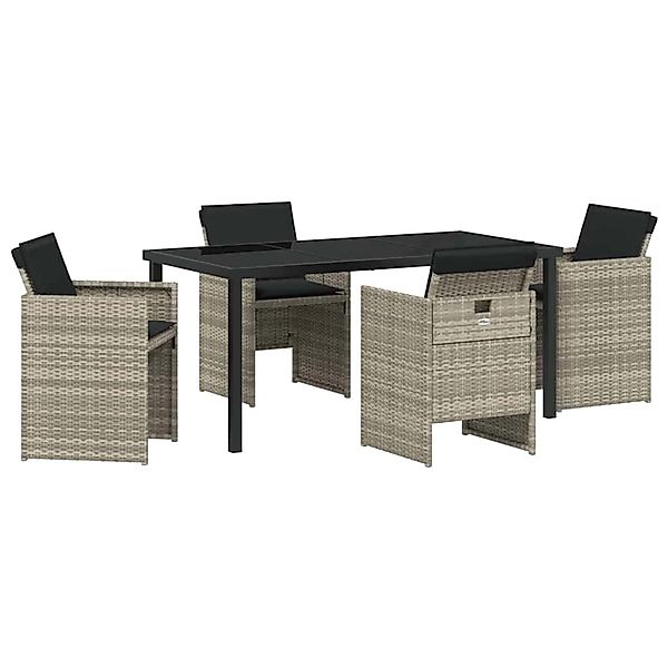 vidaXL Garten Essgruppe mit Kissen Falten 5-Tlg Hellgrau Poly Rattan 337996 günstig online kaufen
