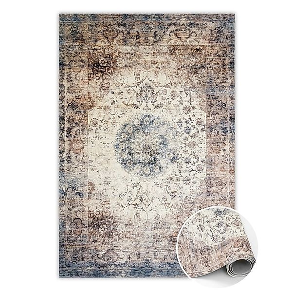 Tulup Teppich Persische Geometrie Vloerkleed Op Vinyl 120x180 cm Beige Viny günstig online kaufen