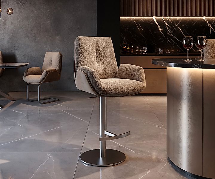DELIFE Barhocker Clea-Flex, Drehfuß höhenverstellbar Edelstahl Materialmix günstig online kaufen