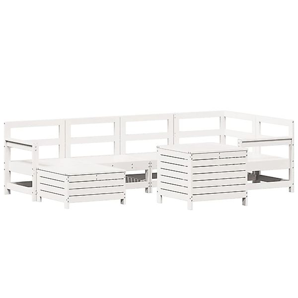 vidaXL 7-Tlg Garten-Sofagarnitur Weiß Massivholz Kiefer 3250985 günstig online kaufen