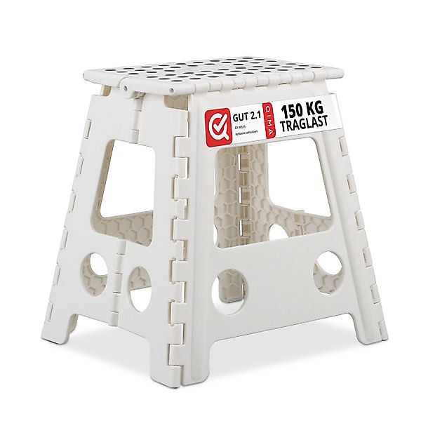 relaxdays Sitzhocker Klapphocker faltbar XL, Weiß günstig online kaufen