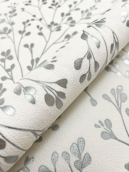Newroom Vliestapete, Weiß Tapete Floral Zweige günstig online kaufen