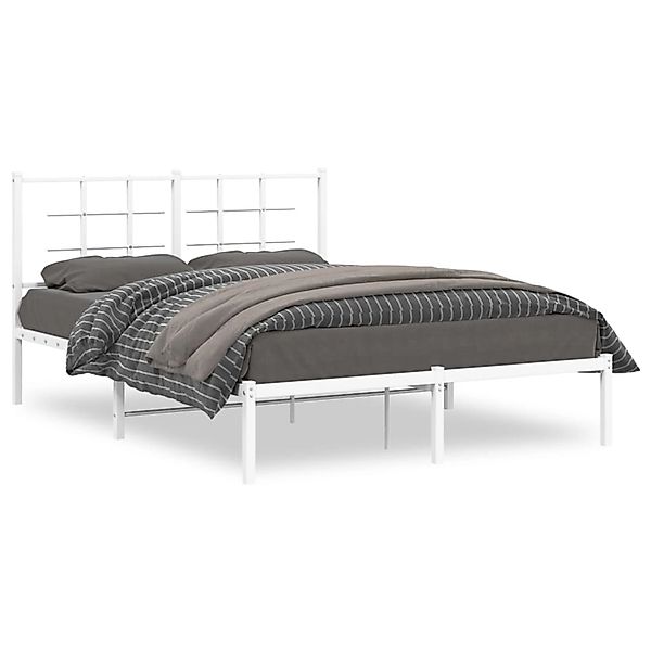 vidaXL Bettgestell mit Kopfteil Metall Weiß 140x190 cm 355610 günstig online kaufen