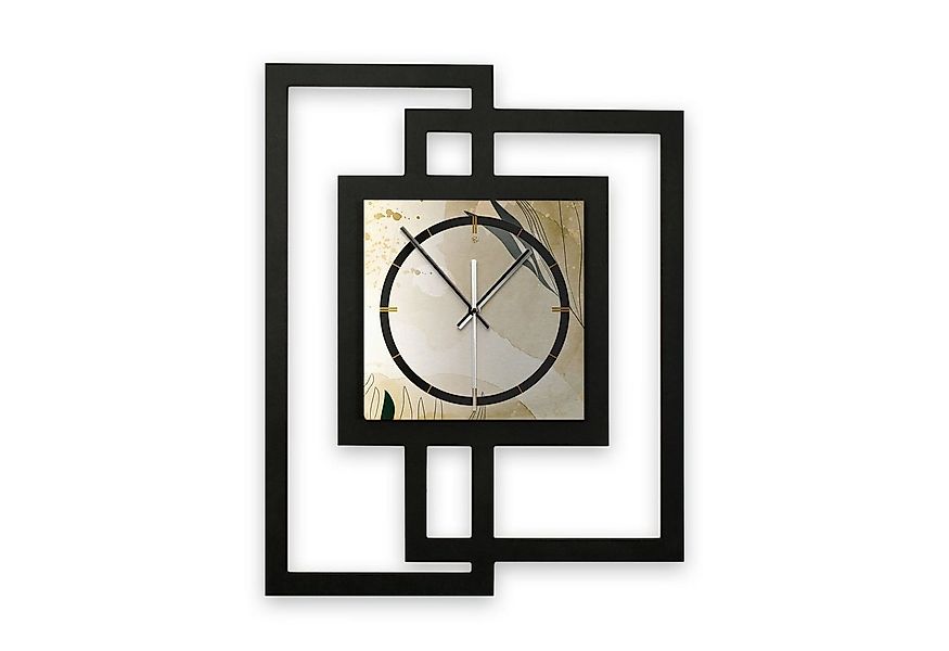 Kreative Feder Wanduhr Design-Wanduhr „Elegant Leaves“ in modernem Metallic günstig online kaufen