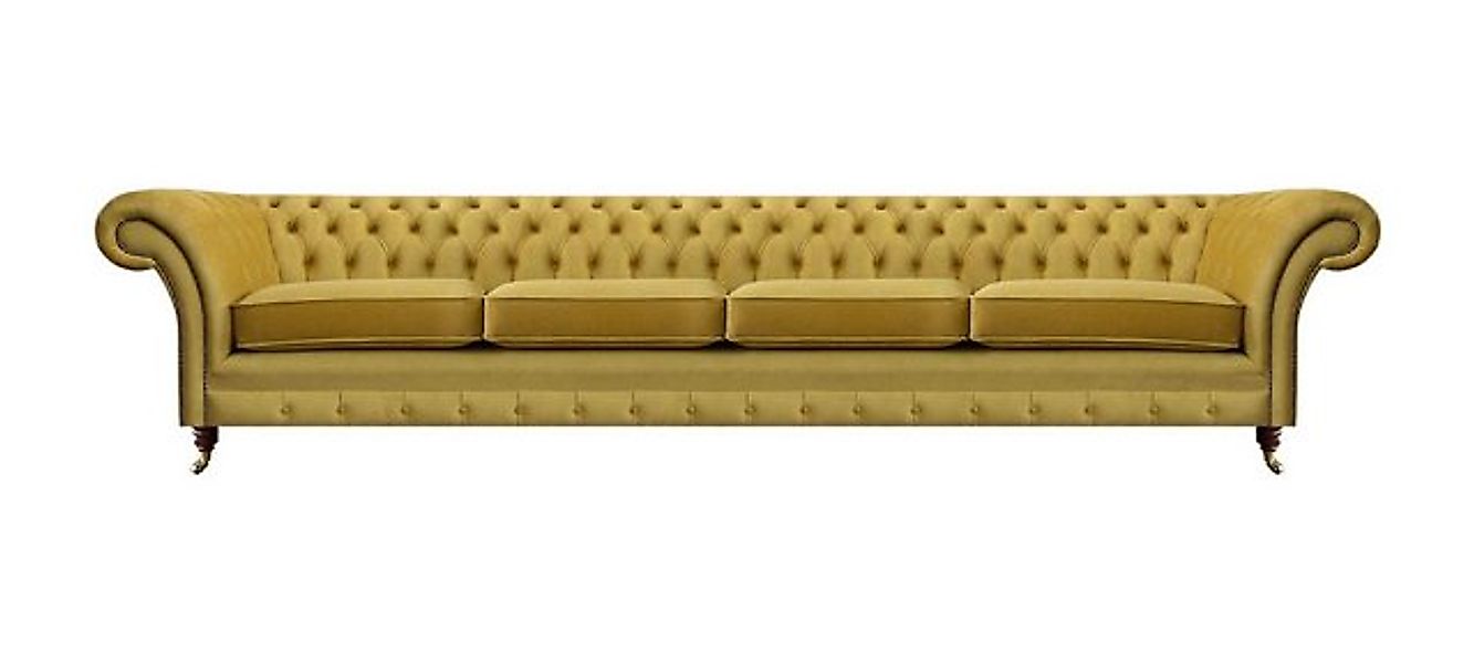 JVmoebel 4-Sitzer Luxus Gelb Sofa Viersitzer Einrichtung Chesterfield Texti günstig online kaufen