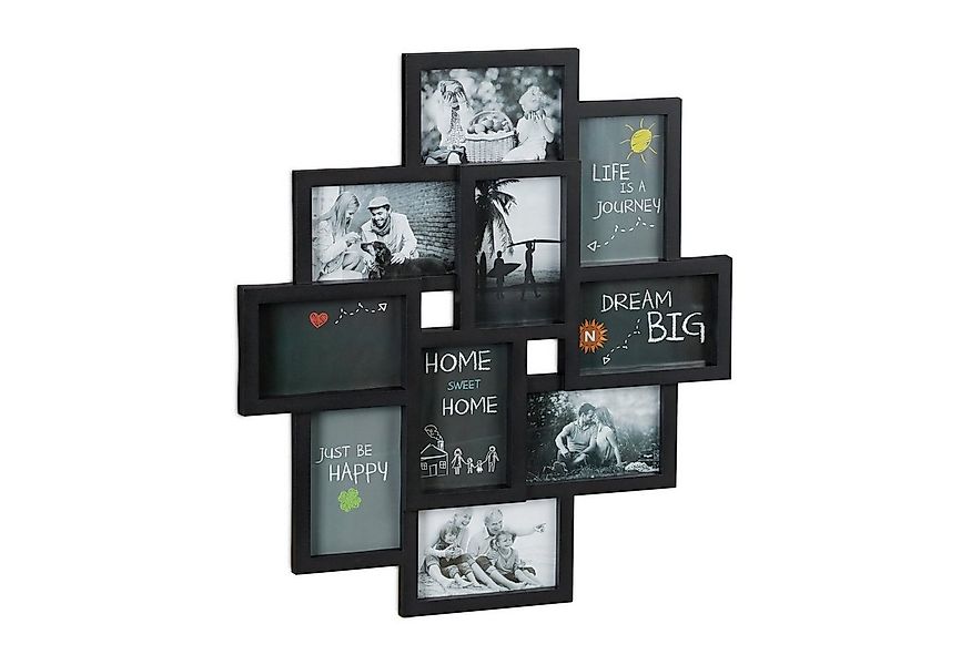 relaxdays Staffelbilderrahmen Bilderrahmen Collage 10 Bilder, schwarz günstig online kaufen