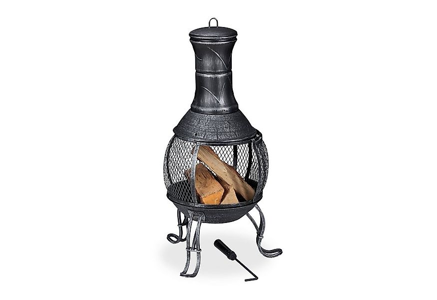 relaxdays Feuerschale Aztekenofen für Garten grau günstig online kaufen