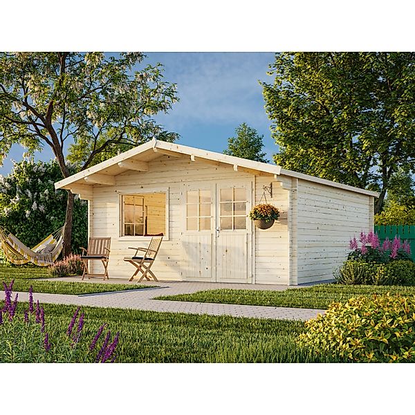 Palmako Gartenhaus Britta 480 x 480 cm Lackiert Dunkelgrau-Weiß FSC® günstig online kaufen