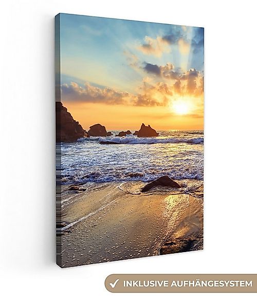 OneMillionCanvasses® Leinwandbild Strand - Sonnenuntergang - Natur - Meer - günstig online kaufen