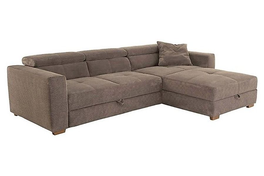 Jockenhöfer Gruppe Ecksofa SAN REMO, Taupe, Cordbezug, Ausziehbar, Bettkast günstig online kaufen