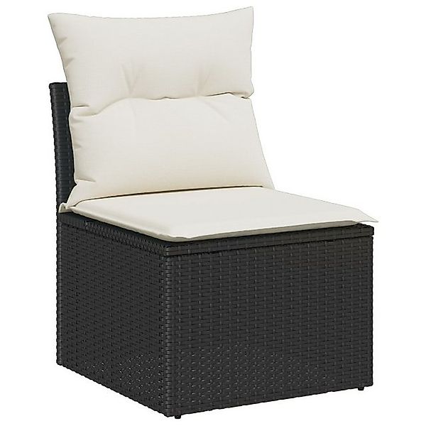 vidaXL Loungesofa 8-teiliges Garten-Sofa-Set mit Kissen Schwarz Poly Rattan günstig online kaufen