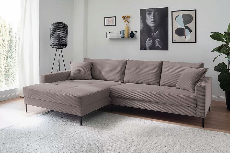 Trends by HG Ecksofa "Summer L-Form", in Cord-Stoff mit Metallfuß günstig online kaufen
