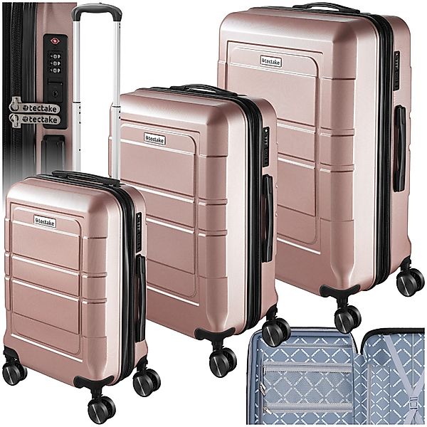 tectake Trolley Reisekofferset, 4 Rollen, 3-teilig günstig online kaufen