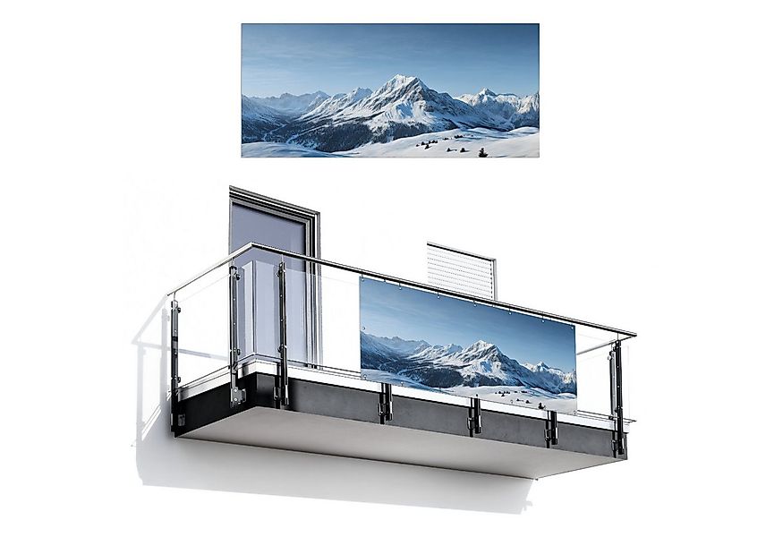 MuchoWow Balkonsichtschutz Berge - Schnee - Winter (1-St) Balkon Sichtschut günstig online kaufen